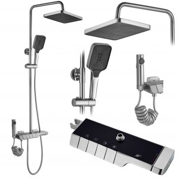Coloana de dus cu termostat Rea Rob crom/negru Coloana de dus cu termostat Rea Rob crom/negru